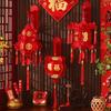 Year of The Horse Lantern Traditional Chinese New Year Decoration with Fabric Hanging Ornament for Door Festive Atmosphere 2026 Spring Festival Decor