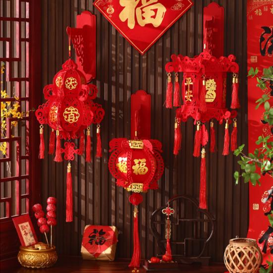 Year of The Horse Lantern Traditional Chinese New Year Decoration with Fabric Hanging Ornament for Door Festive Atmosphere 2026 Spring Festival Decor