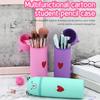 Cartoon Bear Pen Bag Large Compartment Zippered Silicone Pencil Case Standing Up Pen Holder Pencil Bag Gift for Student