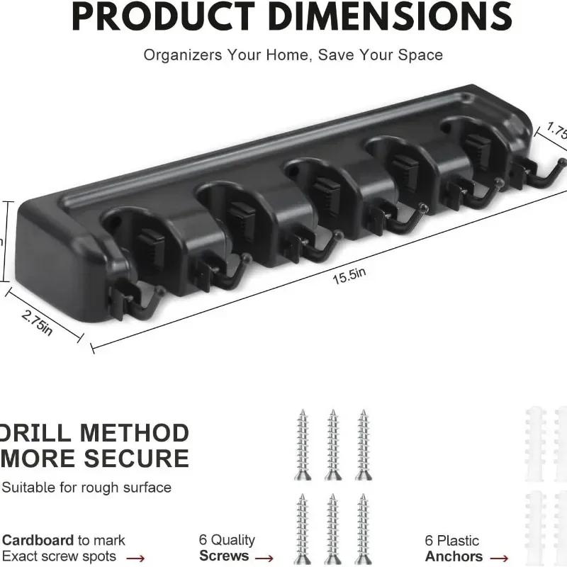 1pc Wall Mount Heavy Duty Mop and Broom Holder - Garage and Laundry Room Storage Rack Bathroom Accessories Kitchen Storage