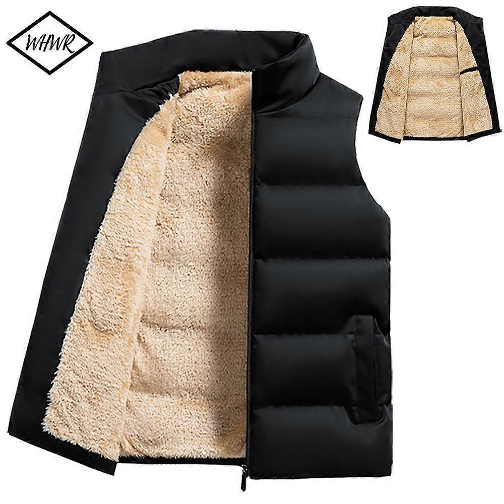 Men's Sleeveless Coat Lambswool Zipper Vest Winter Plus Size Male Warm Waistcoat Fleece Vest Brand Clothing Winter Vest Jackets