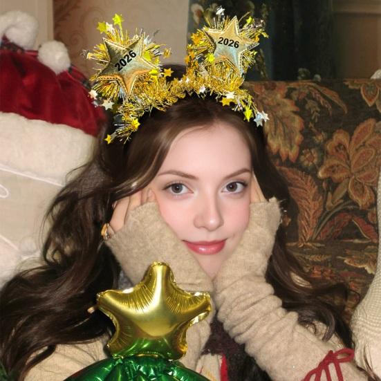Hair Hoop Golden Design 2026 New Year Headband Party Decoration Photography Prop New Year Eve Gift