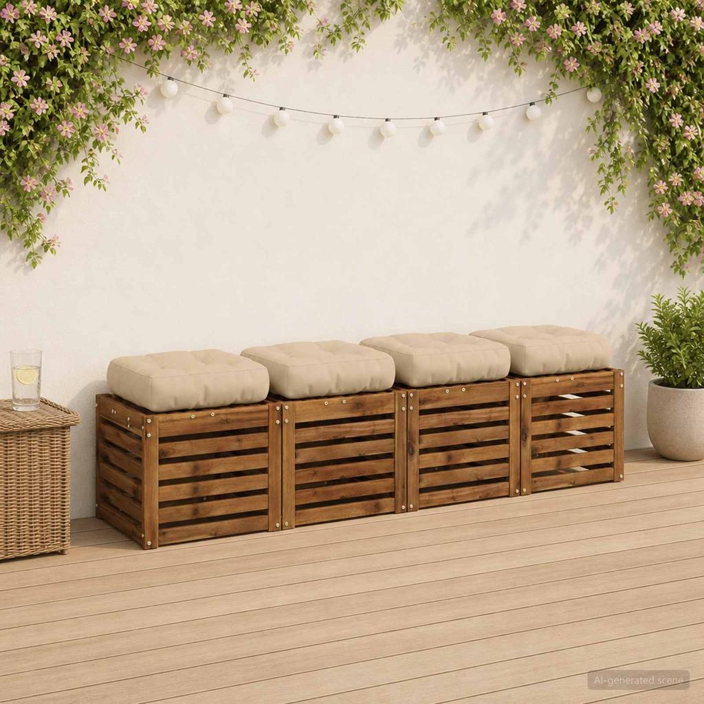 4 piece Seat Cushion Set VIANEN 100percent Polyester Cream