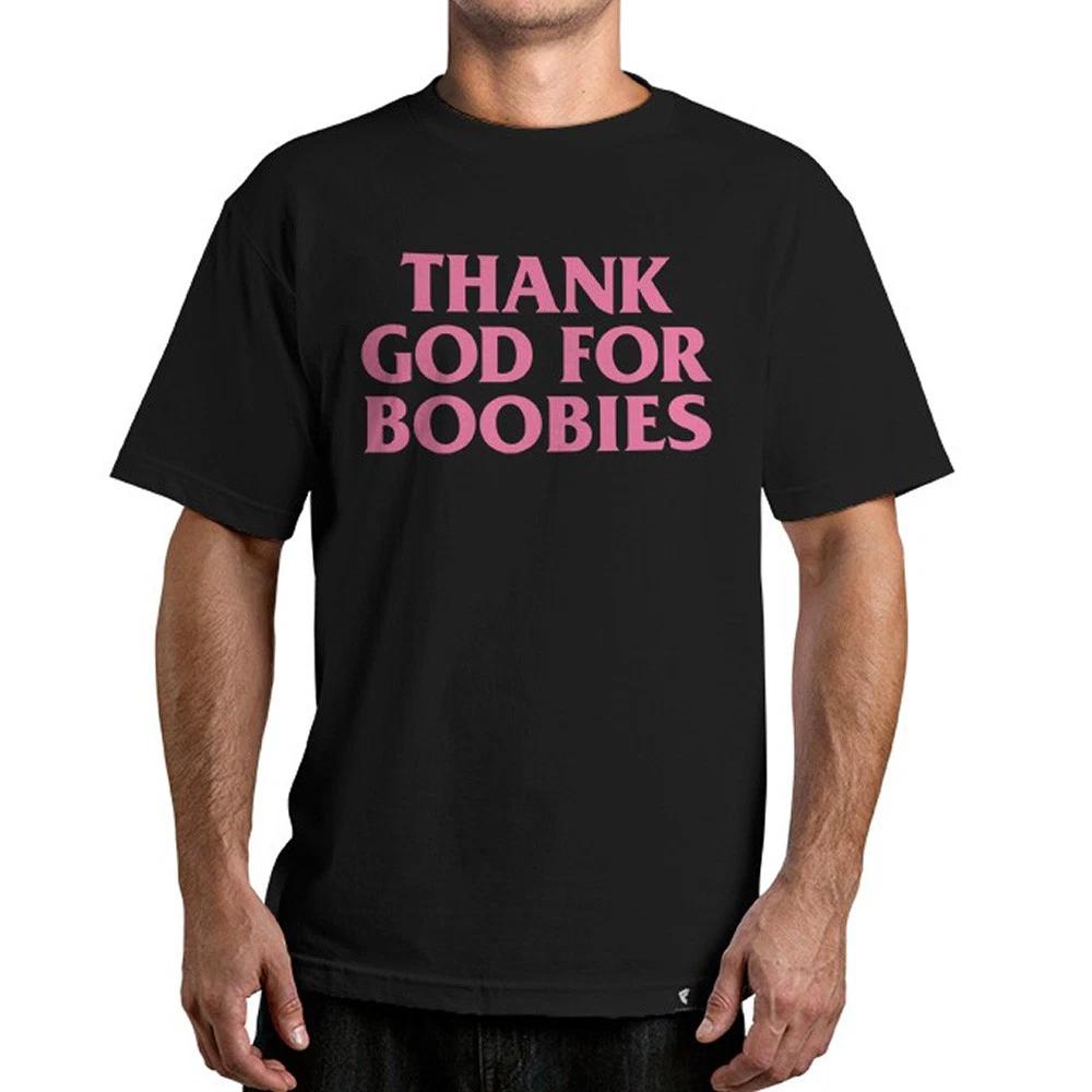 FAMOUS STARS & STRAPS Thank God For Boobies T-Shirt Black S NEW L