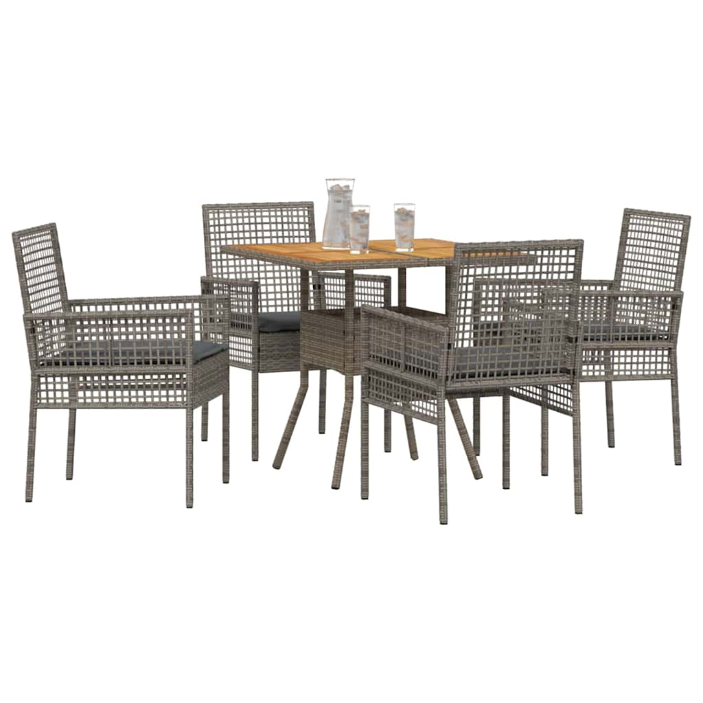 Garden Dining Set 5 pcs Grey Poly Rattan