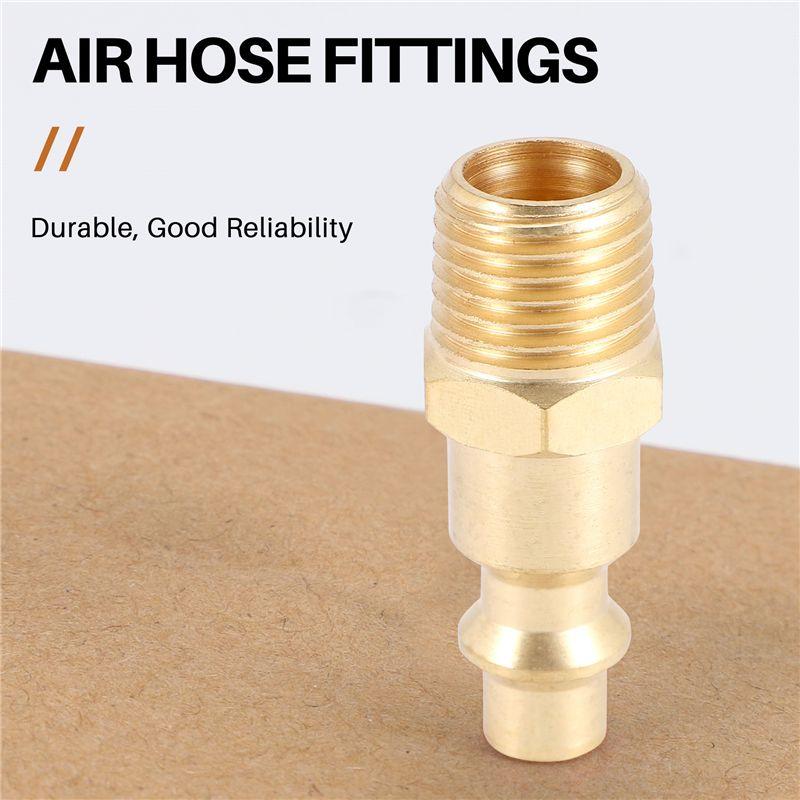Feb.Brass 1/4 Inch NPT Male Air Hose Quick Connect Adapter,Air Coupler Plug Kit,Air Compressor Fittings 10Pcs (Male NPT)