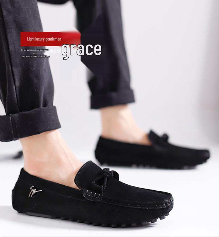 Men's Casual Leather Driving Shoes - Suede Loafers, Large Size Available