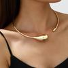 European and American exaggerated trend, high-end sense, metal glossy surface size, small head, water drop-shaped collar, hand jewelry, earrings, set