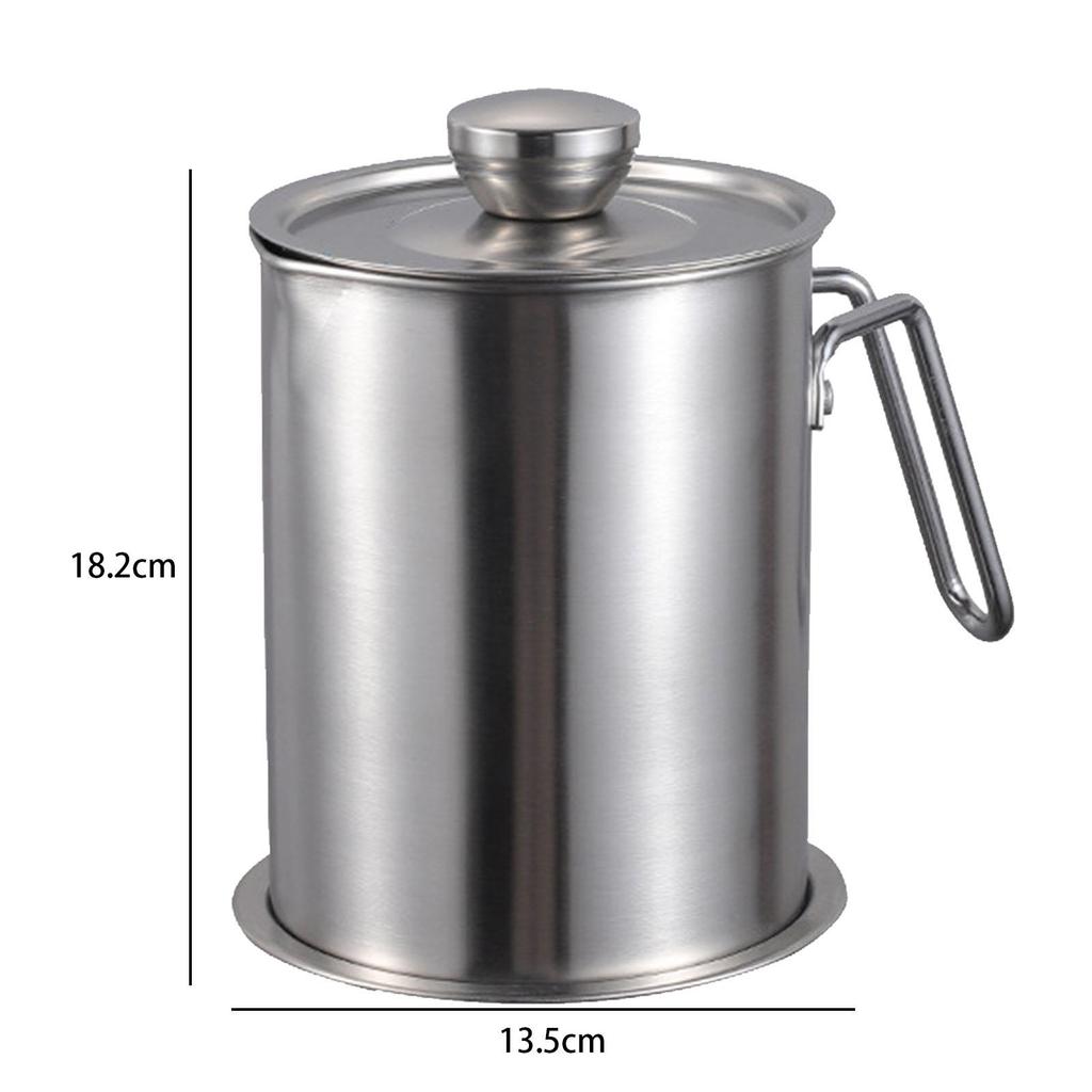 Grease Can with Strainer with Dustproof Lid Kitchen Oil Container Can 304 Stainless Steel Easy Grip Handle Kitchen Oil Keeper