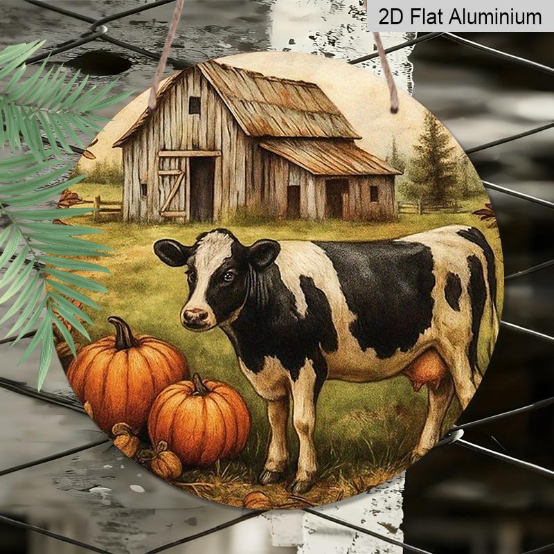 2D Flat 1pc, 8x8 In, 1pc Farmhouse Metal Wall Decor - Aluminum Metal Decorative Signs & Plaques - Vintage Agricultural Sign for Home, Garage, Garden