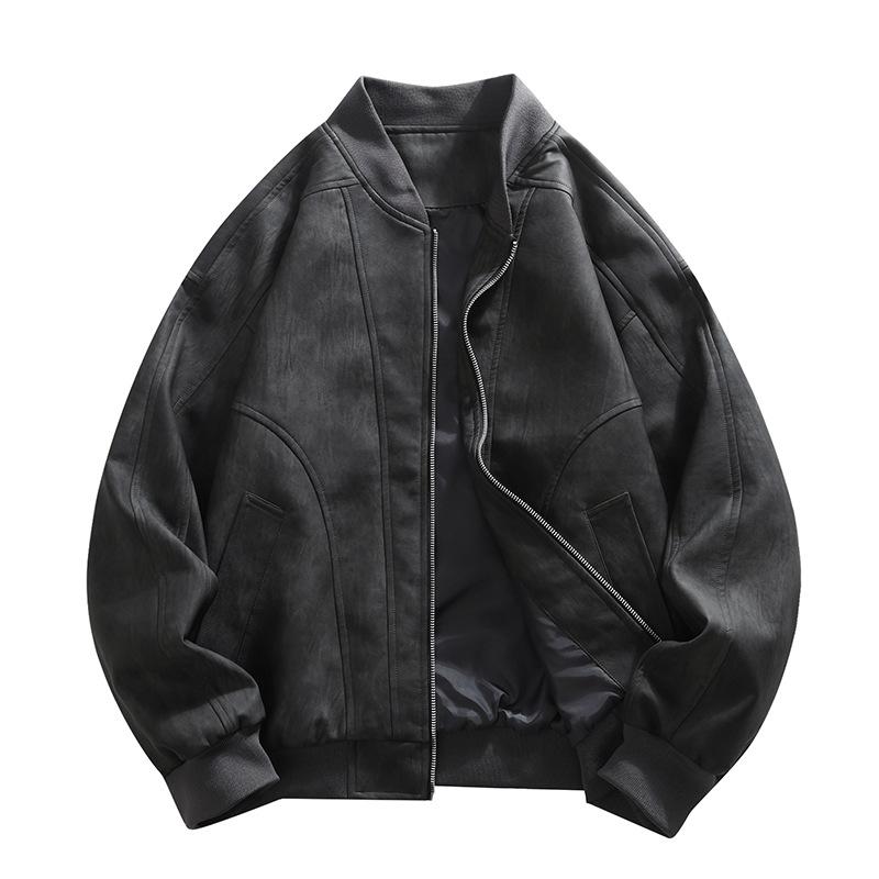 Pánská trendy volná ležérní motorkářská baseballová bunda - Jaro, Podzim, Zima