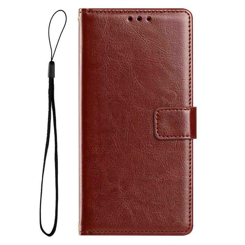 Flip cover mobile phone case is suitable for Samsung A57IPHONE mobile phone leather case insert card magnetic attraction solid color Crazy Horse patte