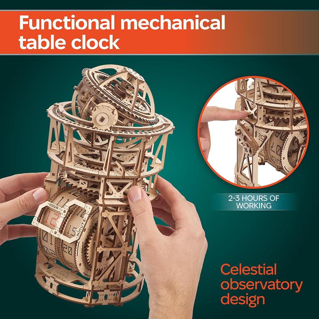 Ugears Skywatcher Tourbillon Table Clock 70162 Sky Watcher Tourbillon Table Clock Wooden Toy 3D Puzzle