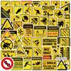 53PCS Warning Sign Stickers Cartoon Funny Danger Banning Decals Cool Decorative Skateboard Motorcycle Phone Laptop Helmet Toys