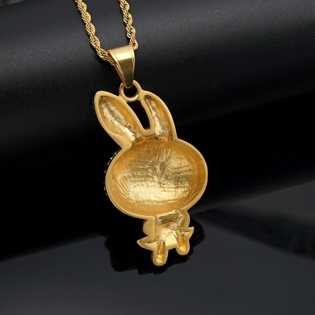 New Fashionable Hip-hop HIPHOP Accessory Full Diamond Rabbit Pendant Trendy Versatile Accessory Necklace
