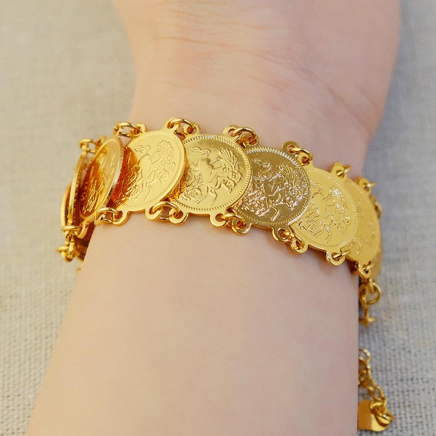 Luxury 3cm Middle Eastern Gold-Plated Copper Coin Bracelet - Bridal, Wedding, Birthday Jewelry Gift