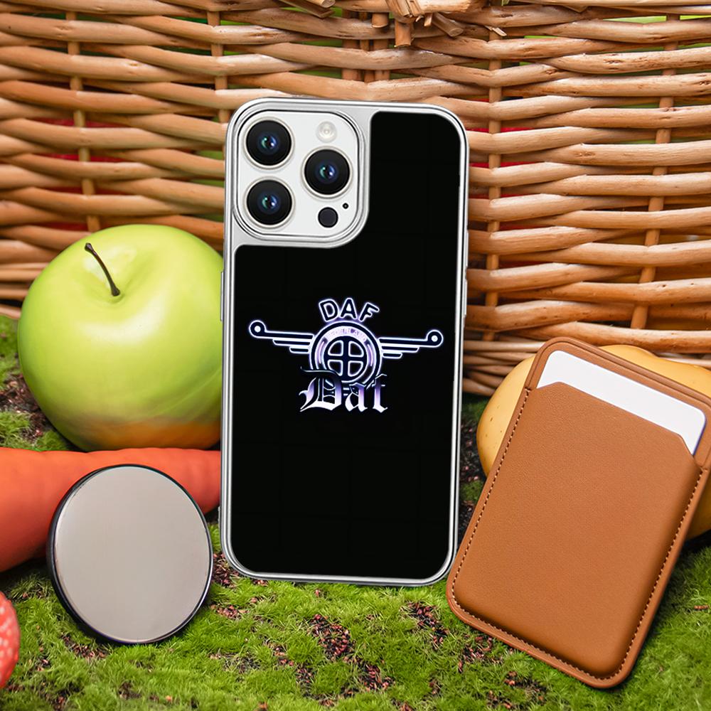 Daf logo cool car fashion design Phone Case for iPhone 16 15 14 13 12 11 Pro Max Sheepskin Silver-edged protective case