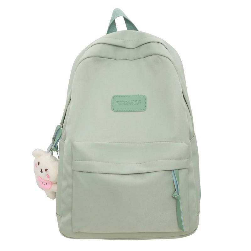 Korean Harajuku Ins All-matching Schoolbag Female Middle School Students Pure Color Backpack Simple Casual Travel