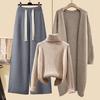 2025 Women's Korean Style Spring Set: Cardigan, Slimming Sweater & Wide-Leg Pants