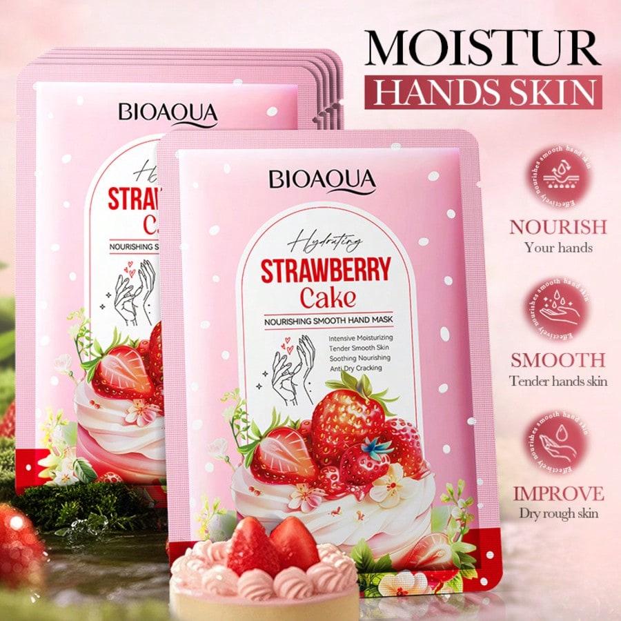 Maschera per le Mani Nutriente e Liscia al Gusto di Torta alla Fragola Idrata e Nutre la Pelle delle Mani e Migliora le Linee Sottili sulle Mani
