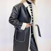 Women's Casual Leather Trench Coat - Autumn/Winter Fashion Outerwear, Loose Fit