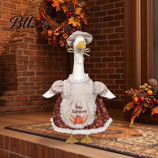 Feiertagsgans Bekleidung für Gartendekoration Thanksgiving Veranda Outfits 23" Statue, Herbst Ahornblatt Gartenskulptur Verwandlungsanzüge Kürbis Kleidung,
