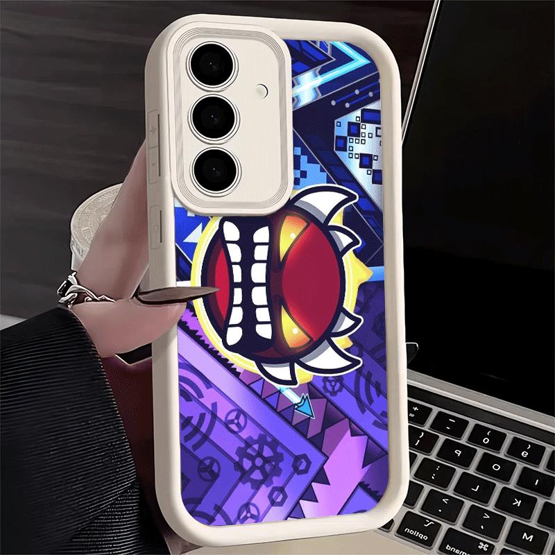 Phone Case for Samsung Galaxy A17 A16 A15 A14 A13 Geometry Dash Game A56 A36 A26 A55 A35 A25 A54 A34 A24 A53 A33 A23 A07 A06