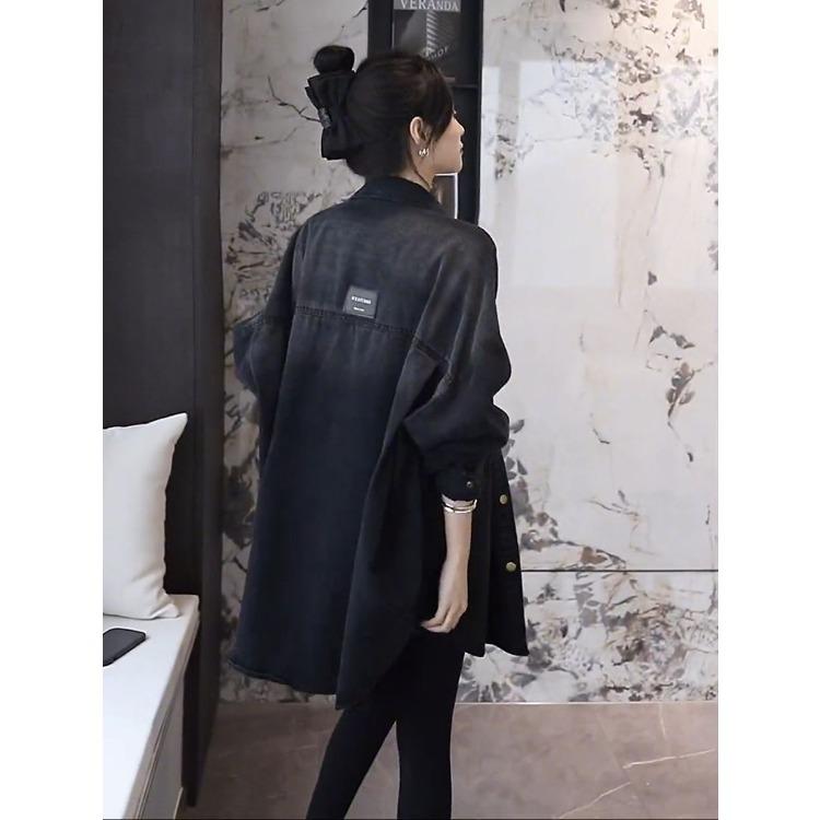 Casual Loose Fit Denim Shirt for Women In Lazy Style Autumn Outfits