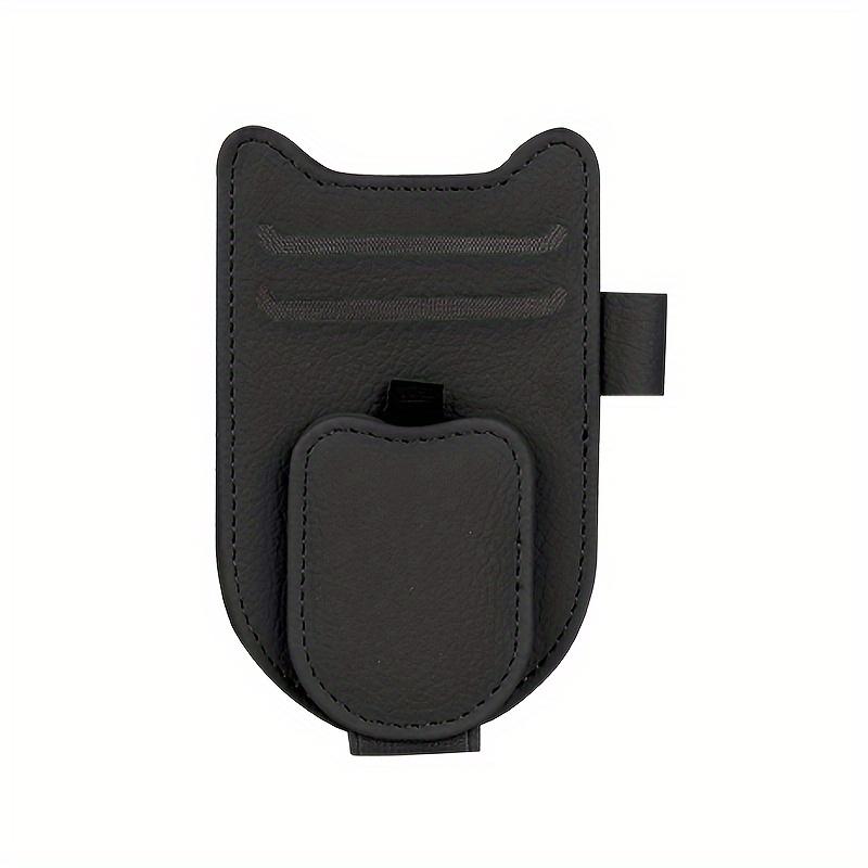 Cat Ear Leather Sun Visor Organizer - Multi-Functional Clip for Glasses, Cards, and Pens, Compact and Space-Saving Car Accessory, Sun Visor Organizer