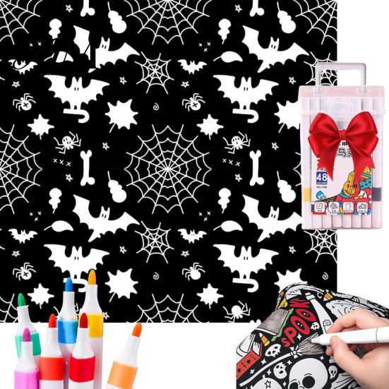 Soft Polyester Blanket for Painting DIY Coloring with 24 Markers, Color Your Own Blanket, 59" X Unique Birthday Gift Kids 45" Cozy Throw Sofa,