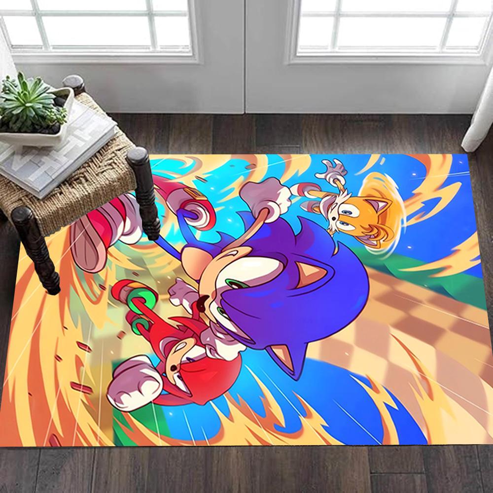 Sonic The Hedgehog Art Print Decoration,Carpet,Living Room,Bedroom, Non-slip,Square rug