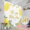 2pcs 2D flat printing Curtains Happy Birthday Lemon Party Fabric Without Electricity Festive Holiday for All Season celebrations