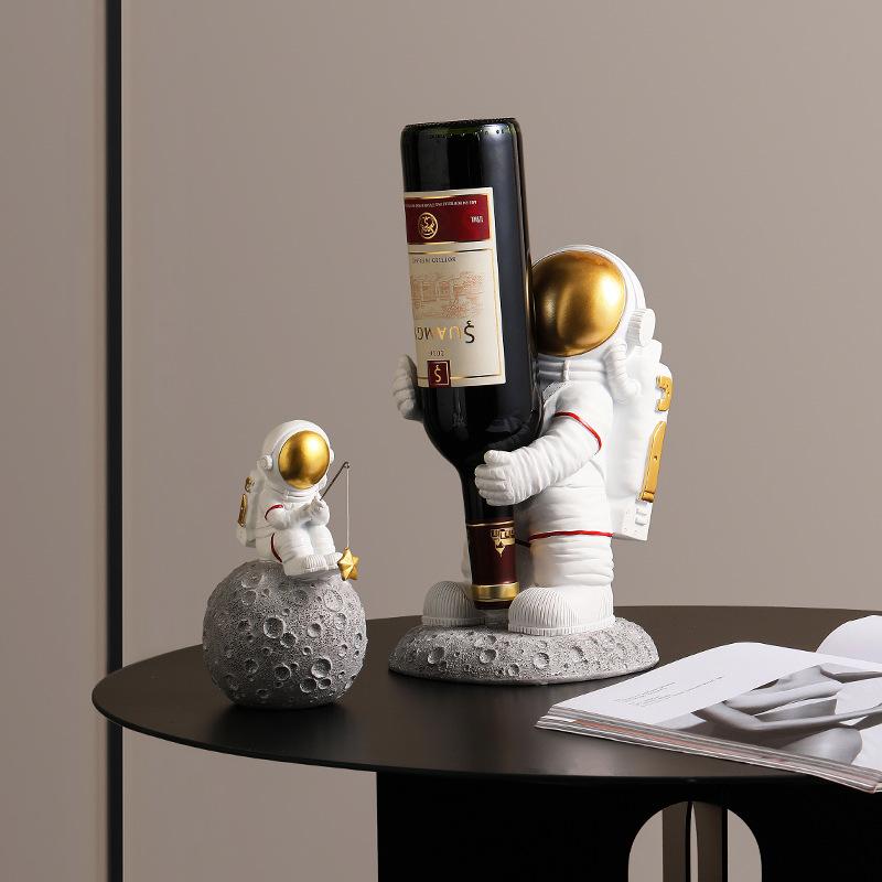 Adornos pequeños de astronauta astronauta creativo nórdico, mueble para vinos, botellero para vino tinto, entrada, sala de estar, mesa de comedor, decoraciones para habitación infantil
