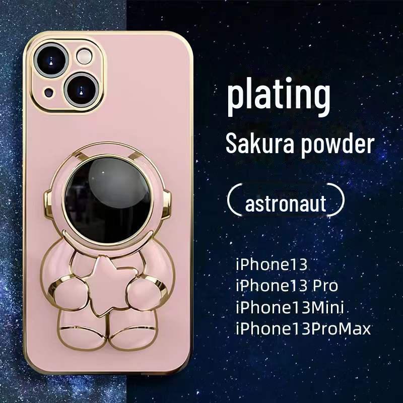 Popolare Cover in Silicone per iPhone 13ProMax/12/XS/8P con Astronauta, Placcatura Elettrolitica, Confezione Completa e Supporto.