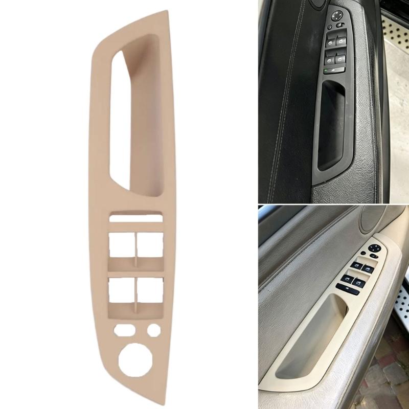 Beige ABS Window Control Switches Trim Panel , Clip On Driver-Position Door Replacement with Handle Opening, Rear Reinforcement Ribs and Integrated