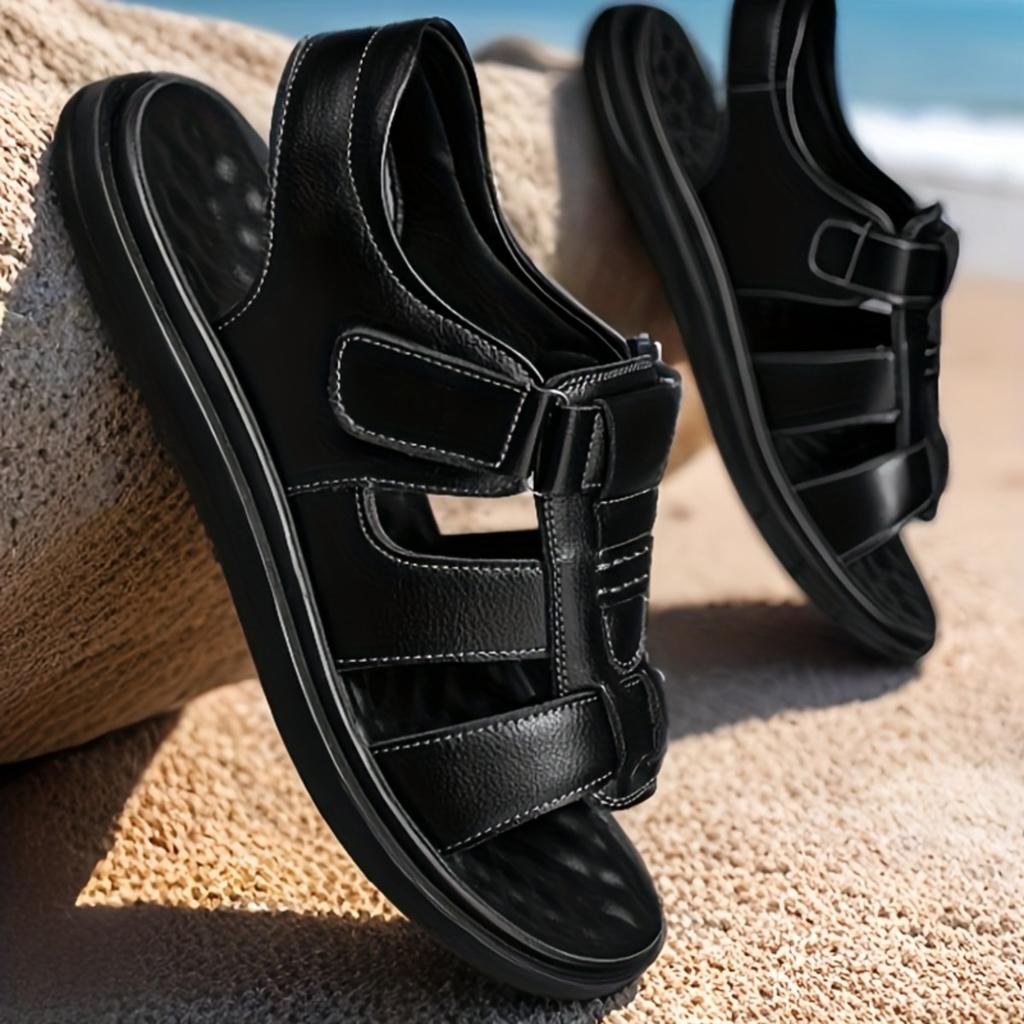 Men's Adjustable Breathable Beach Sandals - Dual Wear Driving&Casual Outdoor Shoes, Brown/Black Summer Suitable, Fashionable Design