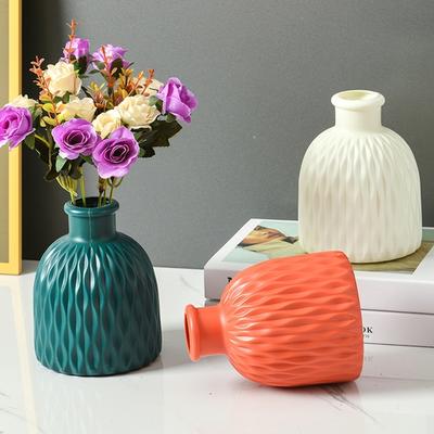 Flower Vase Unbreakable European Solid Style Round Color Modern Opening Desktop Decoration Plastic Plant Vase