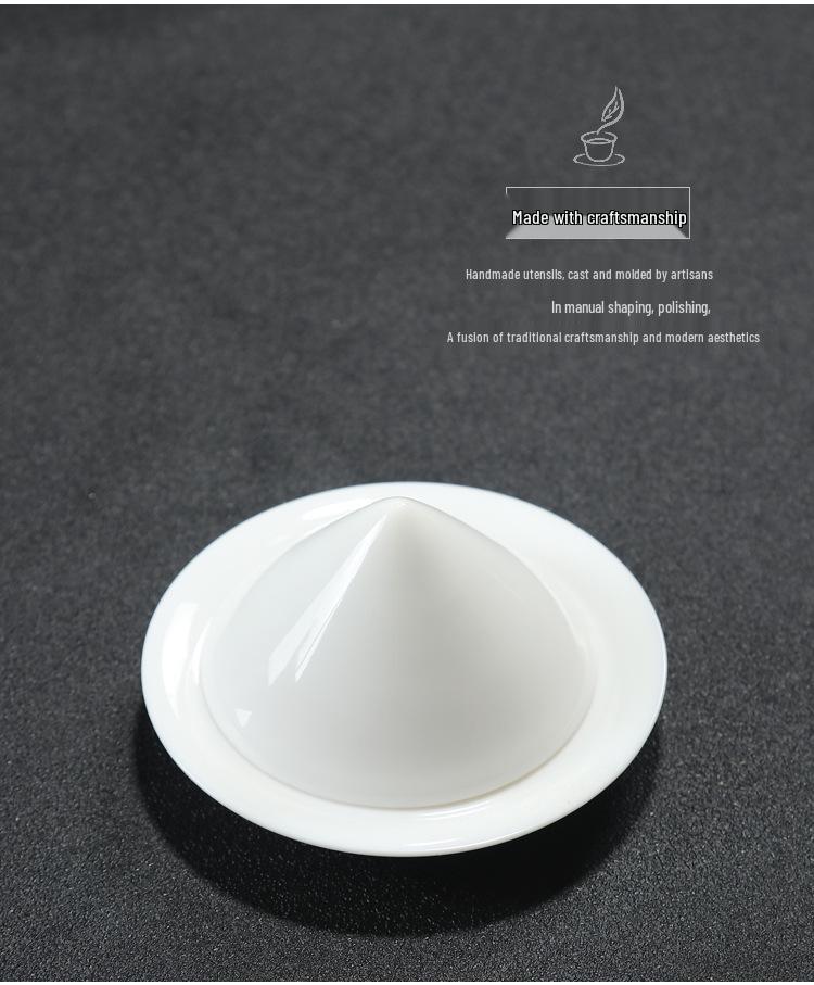 Bamboo Hat Jade Porcelain Tea Cup, Small Ceramic Kung Fu Tasting Cup, White Porcelain Gratitude Water Drop Cup