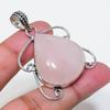 Natural Rose Quartz Gemstone 925 Sterling Silver Jewelry Pendant 1.81" AP-16187