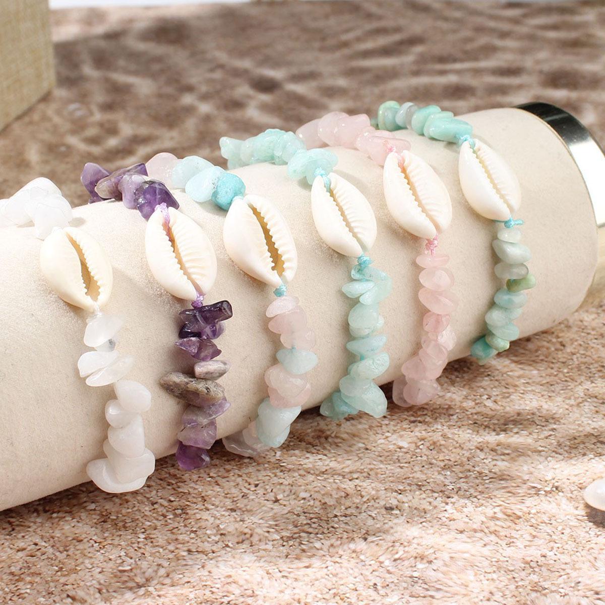 

Aquamarine Crystal & Shell Bracelet - Fresh Sea Blue, Versatile & Lightweight