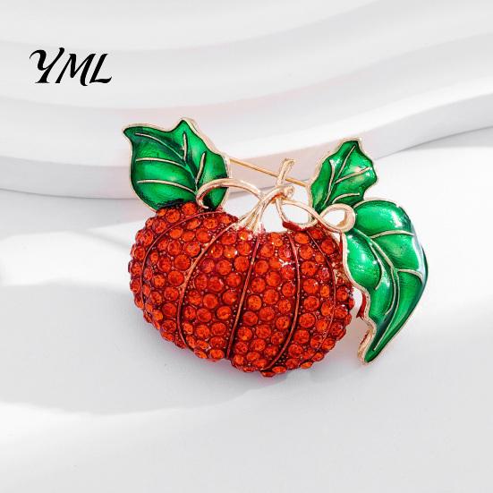 Harvest Festival Brooch Rhinestone Pumpkin Brooch, Lapel Pin for Halloween Thanksgiving Decorative Pins Festival, Autumn Clothing Accessory