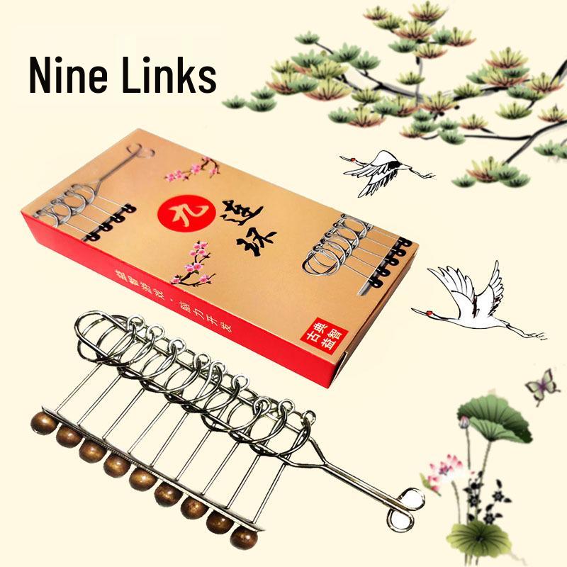 Nine-Ring Metal Puzzle - Eight-Piece Disentanglement Brain Teaser Set