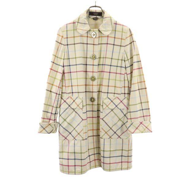 

COACH cotton long Check Pattern Stainless collar coat 2 Women Used