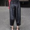 Pantalones Harem para Mujer Cintura Alta Elástica Bolsillos Pantalones Pantalones Cortos de Polipiel
