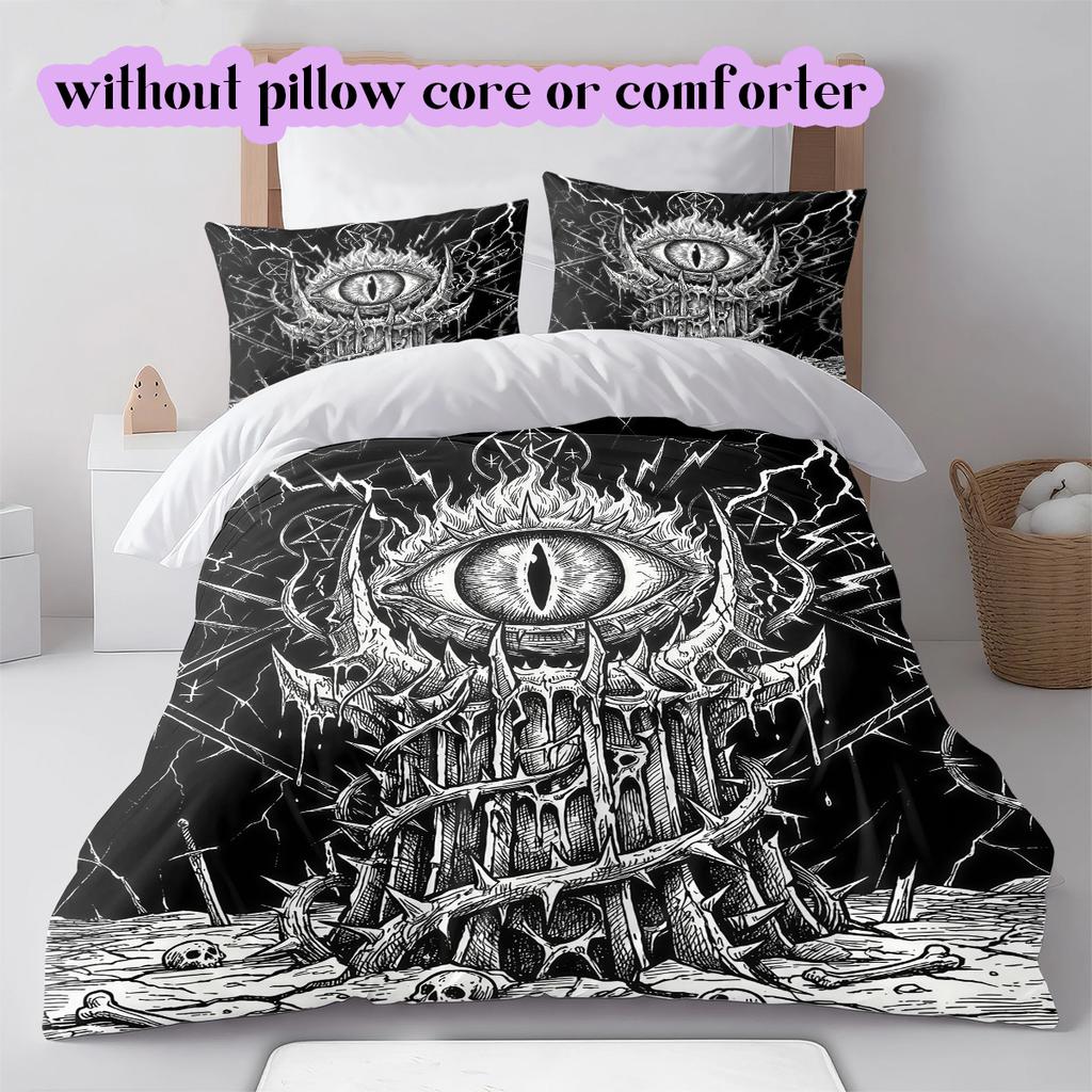Thorn Gothic Dark Pattern Bedding Quilt Set Quilt Cover Pillowcase Home Decoration Birthday Gift (1 * duvet cover + 2 * pillowcase, without core)