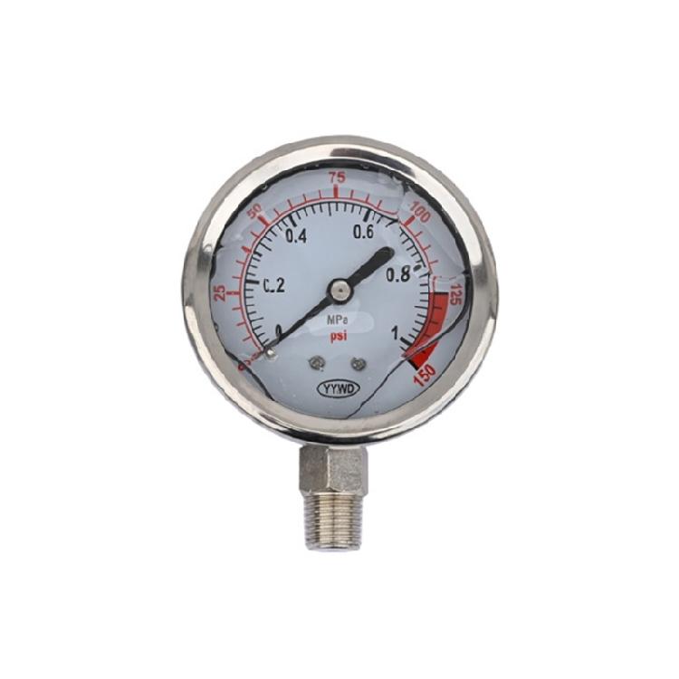 Radial Style Dials Pressure Gauge 0-0.1Mpa/3.0Mpa Ranges 304 Stainless Steel Case Copper Movement For Mechanical Systems