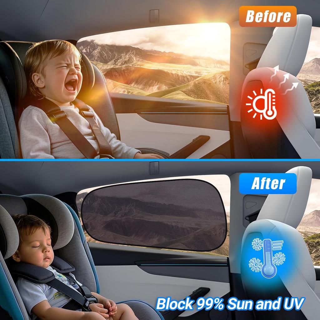 ZATOOTO Tesla Model Y Window Shades For Rear Window Sun Shade Semi Transparent Static Cling |  Fit -2024 | 95% UV & Heat Block | Privacy Protection |