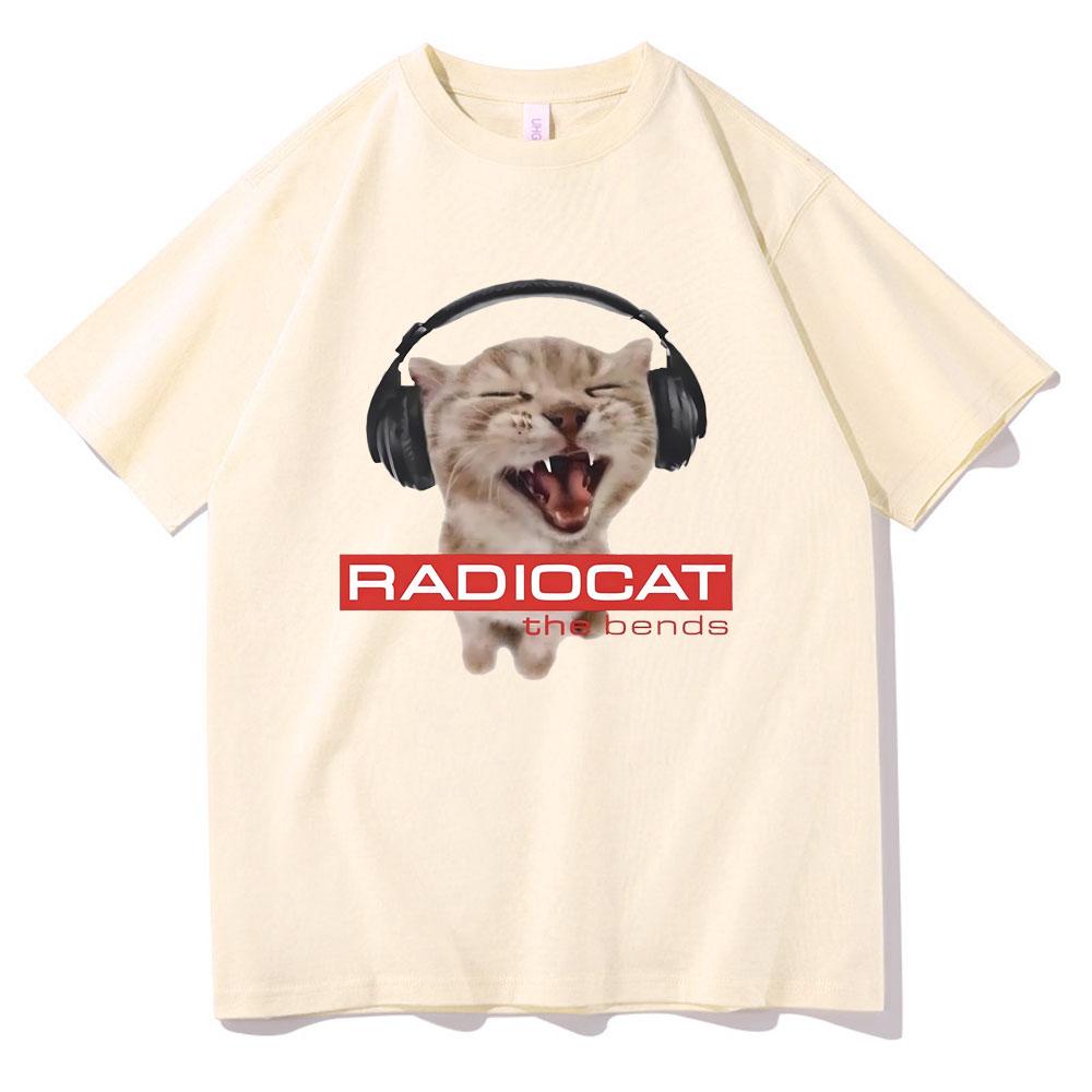 

British Rock Band Radiohead Funny Radiocat The Bends Print Tshirt Unisex Vintage Gothic Oversized Tshirt Unisex Meme T Shirts 4XL