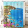 Ocean Landscape Shower Curtain Coastal Sea View Decor Bathroom Fabric Backdrop Artistic Wall Hanging Home Decor