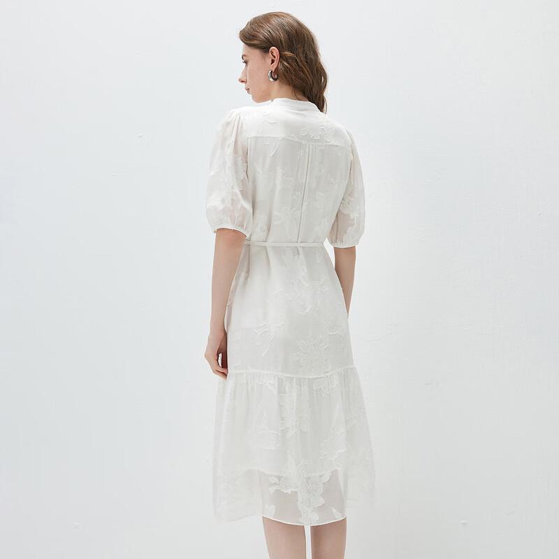 Women's Sheer Floral Silk Blend Midi Dress